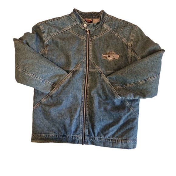 Women's Large L Harley-Davidson Quilted Denim Jacket - Picture 7 of 11